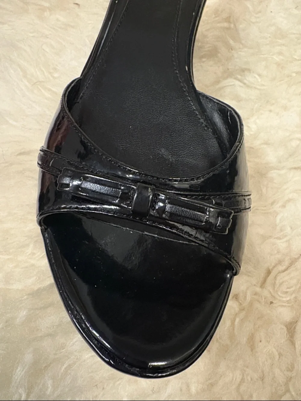 Charles by Charles David Black Patent Platform Slide Sandals 9